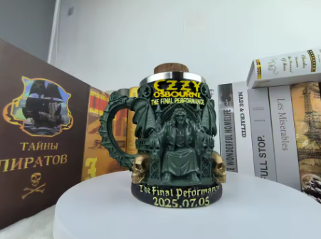 Halloween 3D Resin Ozzy Mug Osbourne Commemorative Mug Stainless Steel Skull Water Cup Beer Mug Coffee Cup Drinking