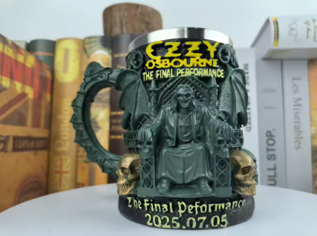 Halloween 3D Resin Ozzy Mug Osbourne Commemorative Mug Stainless Steel Skull Water Cup Beer Mug Coffee Cup Drinking
